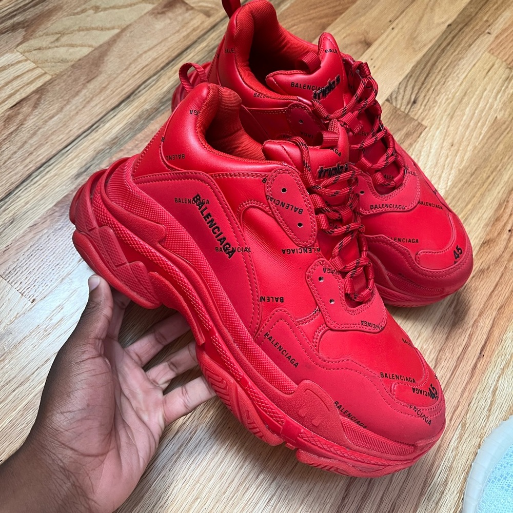 Hardly worn red triple S shoes